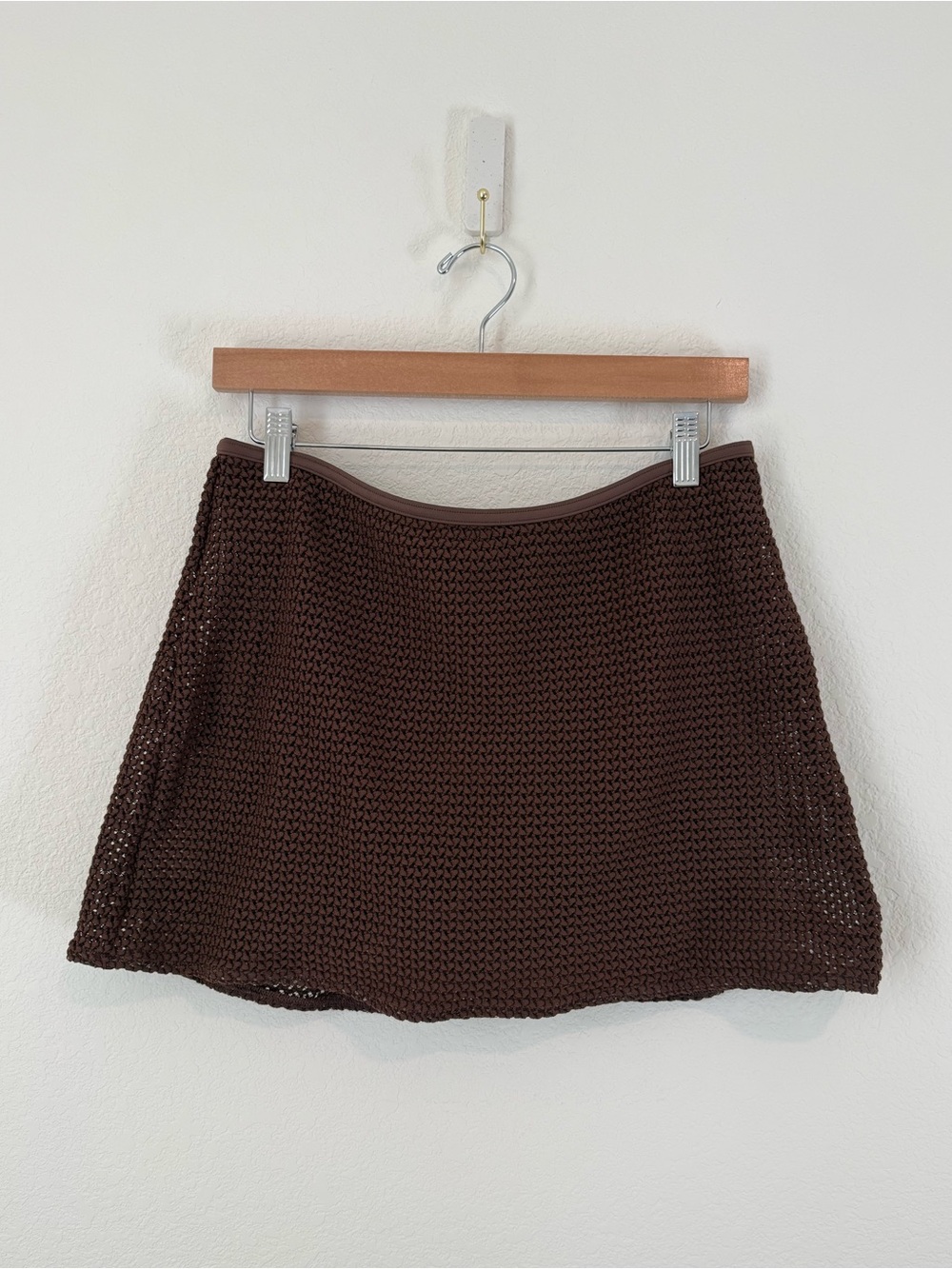 Victoria's Secret Brown Crochet A-Line Mini Swim Skirt